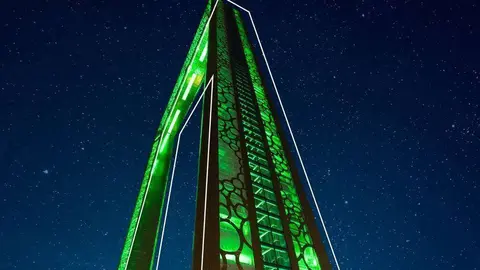 Iconos como el Marco de Dubai se iluminaron en verde el pasado viernes para despedir al DMSat-1. (MBR Space Center)