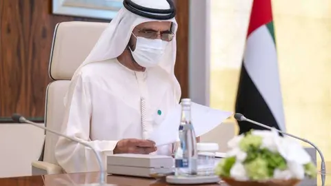Sheikh Mohammed bin Rashid Al Maktoum, durante la última reunión del Gabinete del Gobierno. (WAM)