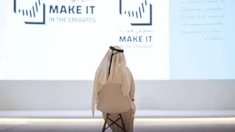 Sheikh Mohammed bin Rashid, durante el lanzamiento de la campaña 'Make it in the Emirates'. (Dubai Media Office)