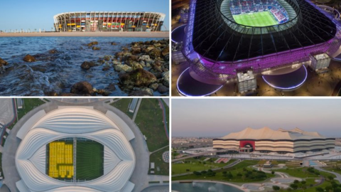 Qatar 2022 difundió esta imagen de los estadios terminados en Doha.
