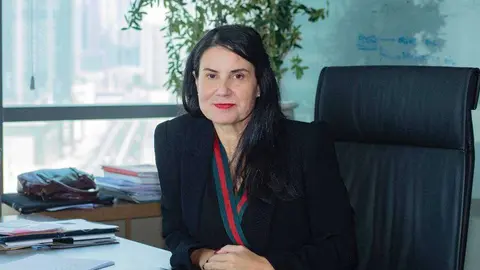 Mabel Hoyos, en su despacho de la sede de Hebany Group en Dubai. (Hady Ashraf)