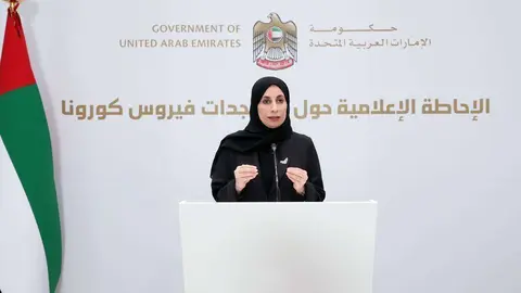 La portavoz del Ministerio de Salud, doctora Farida Al Hosani. (WAM)