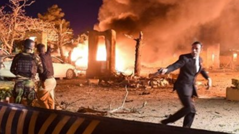 Una imagen de Twitter del lugar de la explosión.