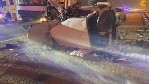 La Policía difundió una imagen de cómo quedo el coche del emiratí.