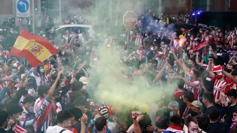 Una imagen de redes sociales de la celebración del Atlético en Madrid.