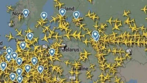 El espacio aéreo bielorruso en una captura de pantalla del seguidor de vuelos Flightradar este 25 de mayo.