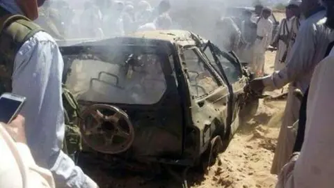 Restos de un ataque en la zona de Marib en Yemen (AFP).