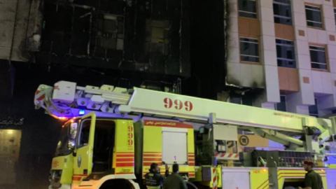 ´La Policía de Abu Dhabi difundió esta imagen del lugar del incendio.