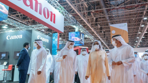 El jeque Mohammed en el Dubai World Trade Center. (Twitter)