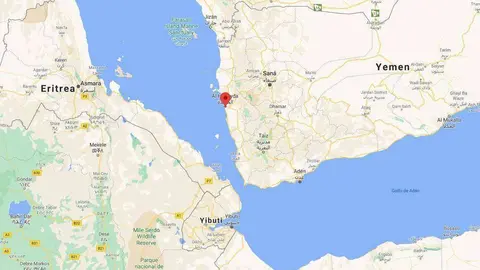 Localización de la ciudad yemení de Hodeidah a orillas del Mar Rojo. (Google Maps)