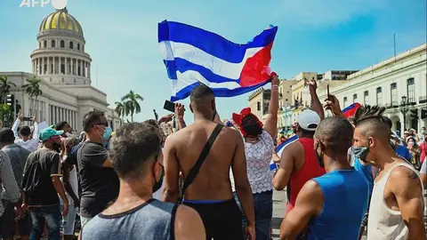 Una de las manifestaciones en Cuba. (Foto Cuba: @AFPespanol)