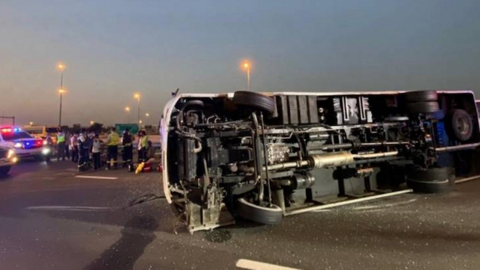 La Policía de Dubai difundió esta imagen del accidente.