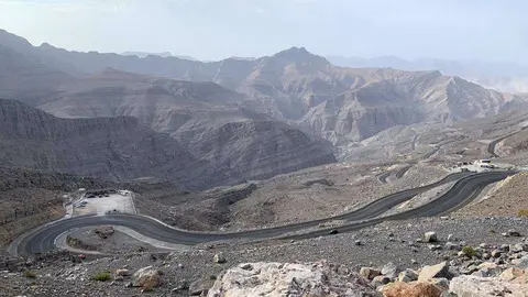 Una imagen de la carretera que sube a Jebel Jais, el pico más alto de Emiratos Árabes en Ras Al Kahaimah. (EL CORREO)