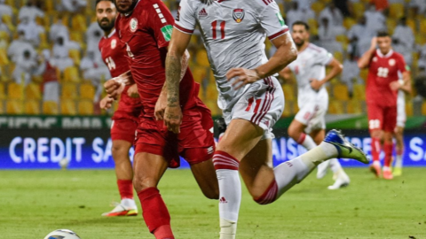 Un momento del partido entre EAU y Líbano en Dubai. (Twitter)