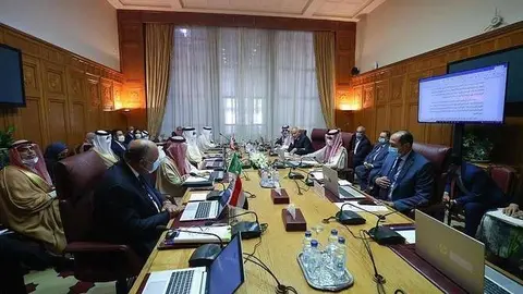 Ministros árabes en la sede de la Liga Árabe en El Cairo. (SPA)