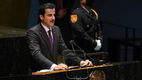 El emir de Qatar ante la ONU el 21 de septiembre de 2021. (Fuente externa)