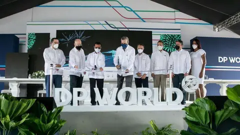 Inauguración de la ampliación del muelle principal en la terminal portuaria de DP World Caucedo en República Dominicana. (WAM) 