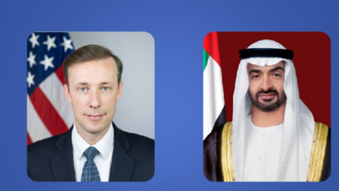 El consejero de Seguridad Nacional de EEUU, Jake Sullivan junto al príncipe heredero de Abu Dhabi. (WAM)
