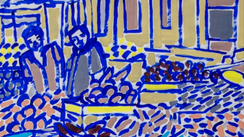 Una obra de Nasir Nasrallah de la exhibición en Dubai. (Arab News)