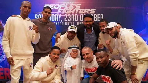 Boxeadores cubanos en Dubai. (Fuente externa)