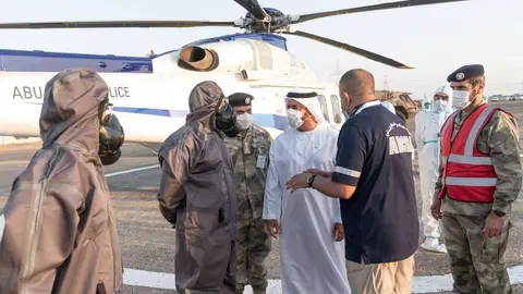 Un momento del ensayo de emergencia en la planta nuclear de Abu Dhabi. (WAM)