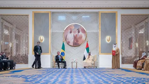 El presidente de Brasil con el gobernante de Dubai. (Twitter)
