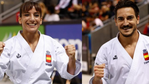 Los karatecas españoles Sandra Sánchez y Damián Quintero en Dubai. (Fuente externa)