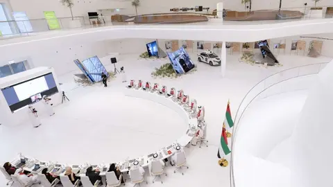 Reunión del gabinete de Emiratos Árabes Unidos en la Expo 2020 Dubai. (WAM)