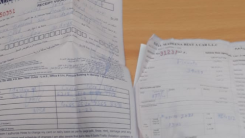 Imagen de facturas del alquiler de coche. (Cedida)