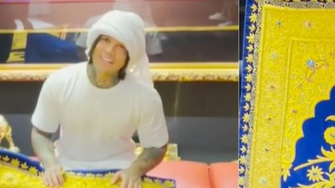 El colombiano con su alfombra. (Instagram)