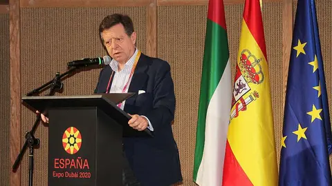 Iñigo de Palacio, embajador de España en Emiratos Árabes, durante una intervención en el Pabellón de España de Expo 2020 Dubai. (EL CORREO)