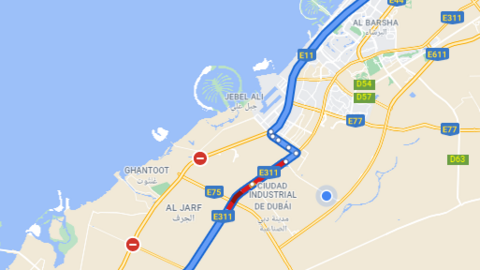 Una imagen de la zona atascada en Google Maps.