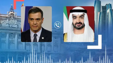 Pedro Sánchez y el príncipe heredero de Abu Dhabi. (WAM)