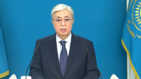 Una imagen de Twitter del presidente de Kazajistán.