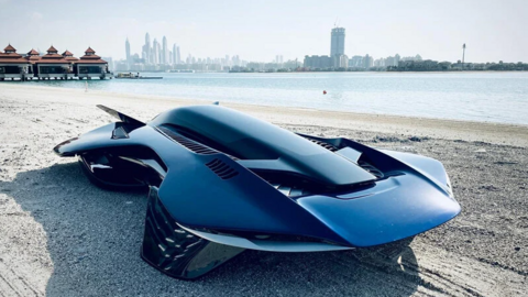 El coche volador  durante el vuelo de prueba en La Palmera de Dubai. (Bellwether Industries)