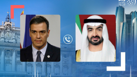 Pedro Sánchez y el príncipe heredero de Abu Dhabi. (WAM)