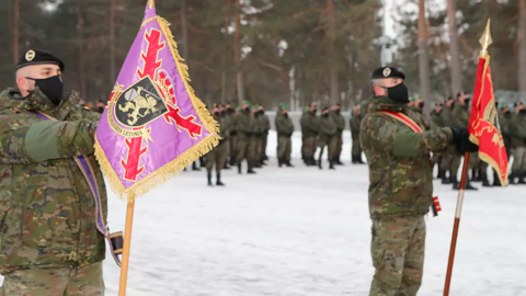 El contingente español en la base de Adazi (Letonia). (Twitter)