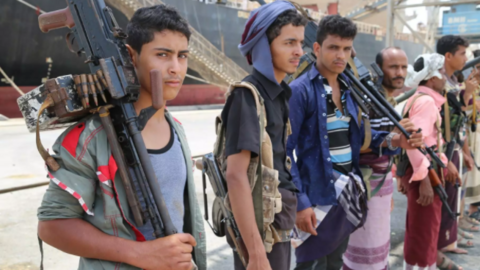 Una imagen de Twitter de jóvenes combatientes hutíes.