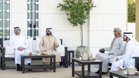 Un momento del encuentro de los líderes emiratíes en Abu Dhabi. (WAM)