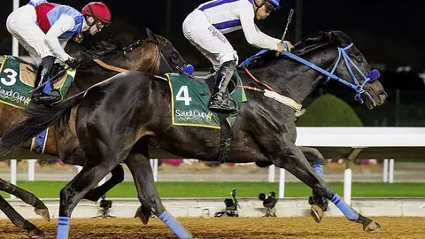 El jockey panameño Wigberto Ramos durante la carrera. (Twitter)