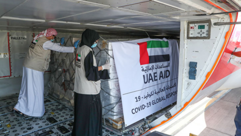 A modo ilustrativo, un envío solidario de EAU. (WAM)