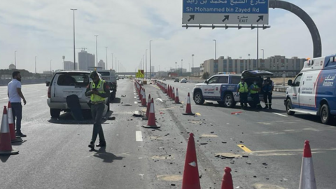 Imagen difundida por la Policía de Dubai de uno de los accidentes.