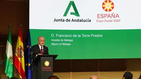 Francisco de la Torre, durante su intervención en la Semana de Andalucía celebrada en el Pabellón de España de Expo 2020 Dubai. (@expospain2020)