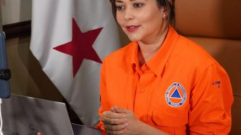 L‌a ministra panameña Janaina Tewaney Mencomo encargada de la firma en Dubai. (Fuente externa)