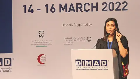 Janaina Tewaney Mencomo, este miércoles, en la Conferencia de Desarrollo y Ayuda Humanitaria Internacional de Dubai. (EL CORREO)