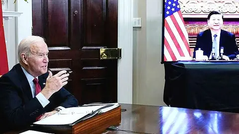 Videollamada entre Joe Biden y Xi Jinping. (Fuente externa)