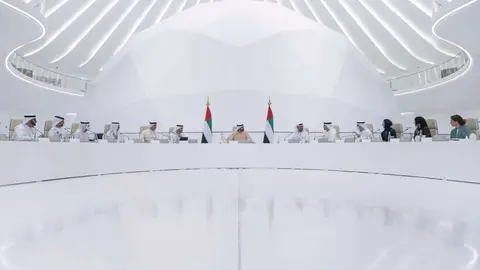 Reunión del Gabinete de Emiratos Árabes en Expo Dubai. (Twitter)
