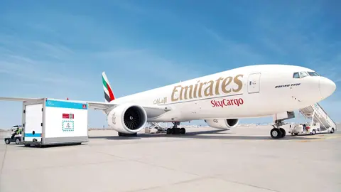 Transporte de vacunas contra el Covid-19. (Emirates Skycargo)