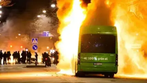 Una imagen de Twitter de los disturbios en Malmo.