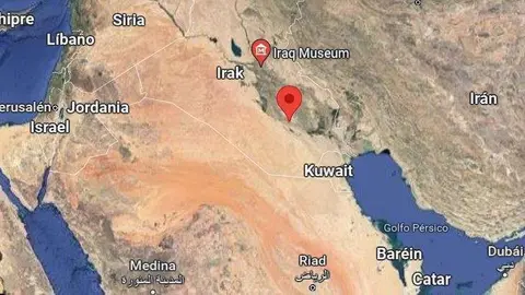 Localización de la antigua ciudad de Al-Warka en Irak. (Google Maps)